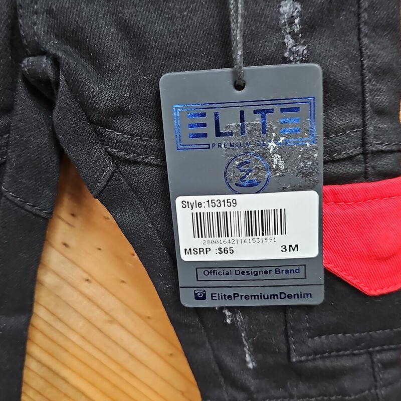 NEW ELITE PREMIUM JEANS, BLACK, Size: 3MONTHS